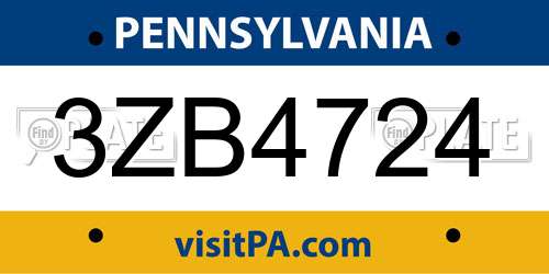 3ZB4724 Pennsylvania License Plate