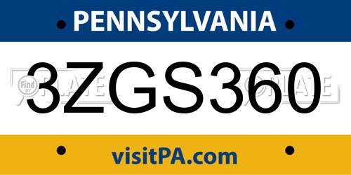 3ZGS360 Pennsylvania License Plate