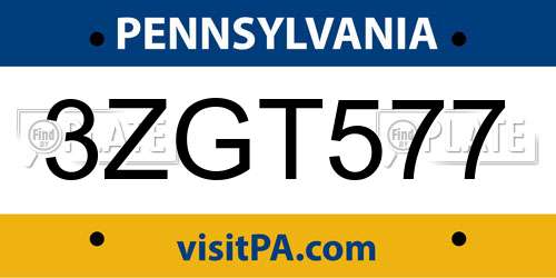 3ZGT577 Pennsylvania License Plate