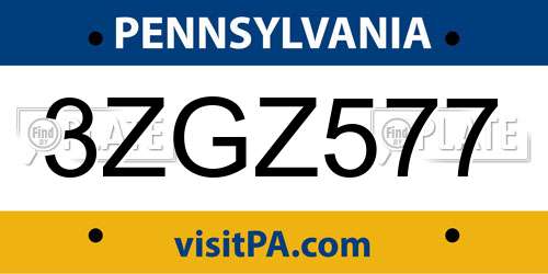 3ZGZ577 Pennsylvania License Plate
