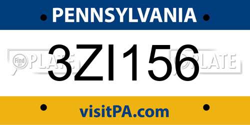 3ZI156 Pennsylvania License Plate
