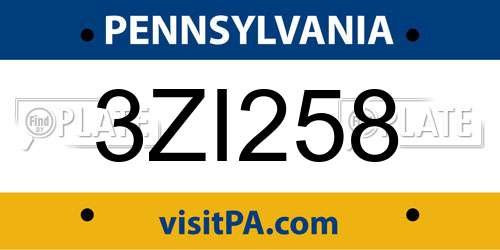 3ZI258 Pennsylvania License Plate