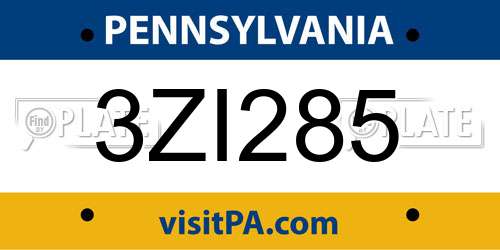 3ZI285 Pennsylvania License Plate