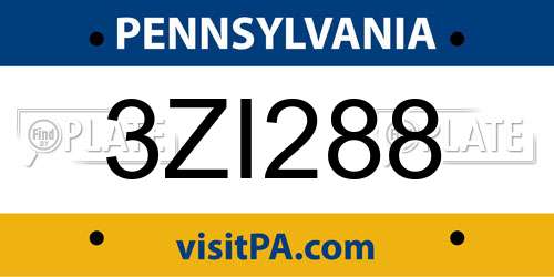 3ZI288 Pennsylvania License Plate