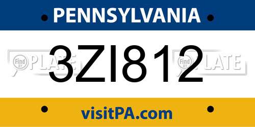 3ZI812 Pennsylvania License Plate