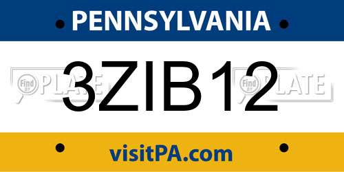 3ZIB12 Pennsylvania License Plate