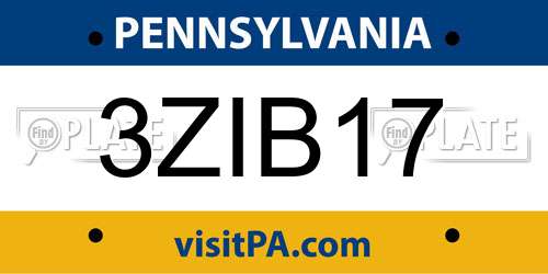 3ZIB17 Pennsylvania License Plate