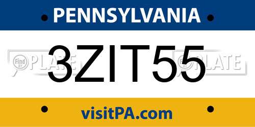 3ZIT55 Pennsylvania License Plate