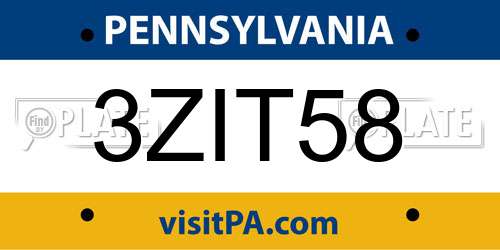 3ZIT58 Pennsylvania License Plate