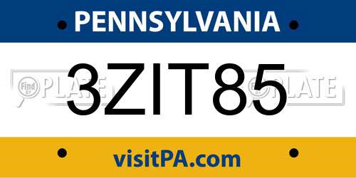 3ZIT85 Pennsylvania License Plate