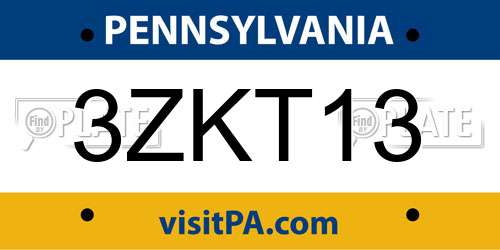 3ZKT13 Pennsylvania License Plate