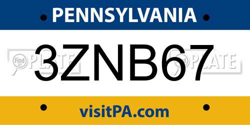 3ZNB67 Pennsylvania License Plate