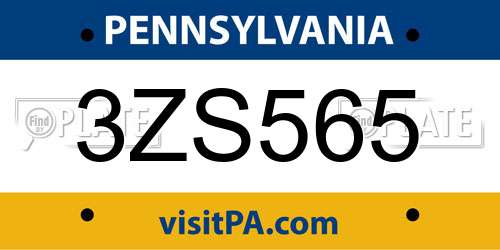 3ZS565 Pennsylvania License Plate