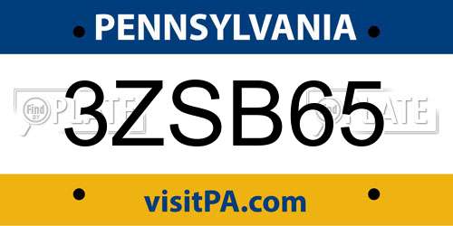 3ZSB65 Pennsylvania License Plate