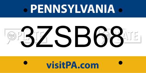 3ZSB68 Pennsylvania License Plate