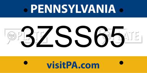 3ZSS65 Pennsylvania License Plate
