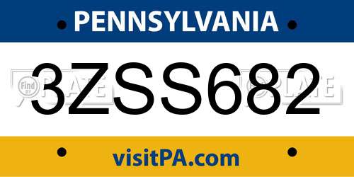 3ZSS682 Pennsylvania License Plate