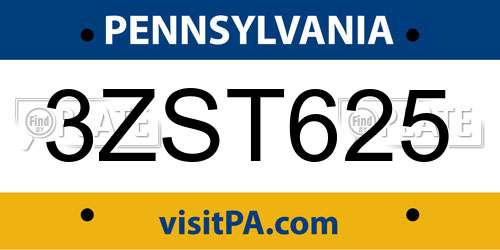 3ZST625 Pennsylvania License Plate