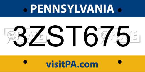 3ZST675 Pennsylvania License Plate