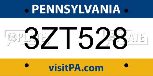 3ZT528 Pennsylvania License Plate