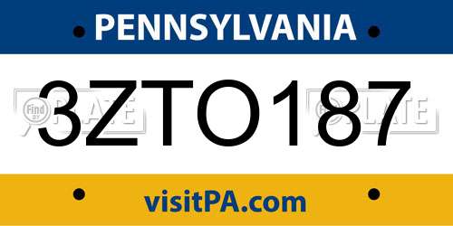 3ZTO187 Pennsylvania License Plate