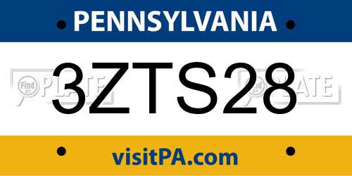 3ZTS28 Pennsylvania License Plate