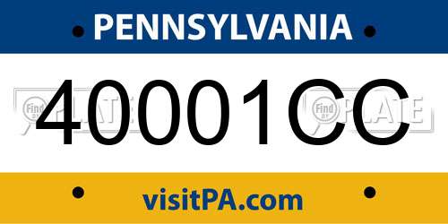 40001CC Pennsylvania License Plate