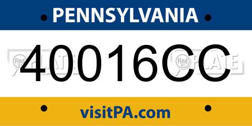 40016CC Pennsylvania License Plate