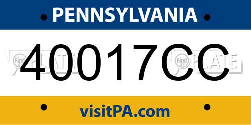 40017CC Pennsylvania License Plate