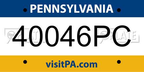 40046PC Pennsylvania License Plate