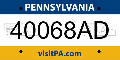 40068AD Pennsylvania License Plate