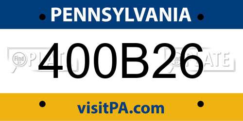 400B26 Pennsylvania License Plate