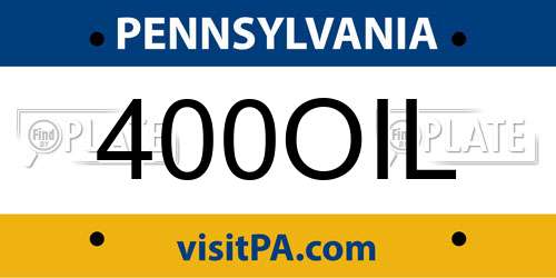 400OIL Pennsylvania License Plate