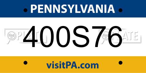 400S76 Pennsylvania License Plate