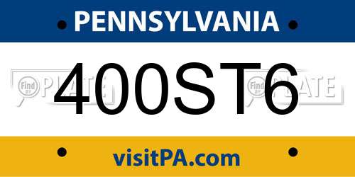 400ST6 Pennsylvania License Plate