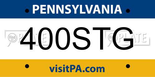 400STG Pennsylvania License Plate