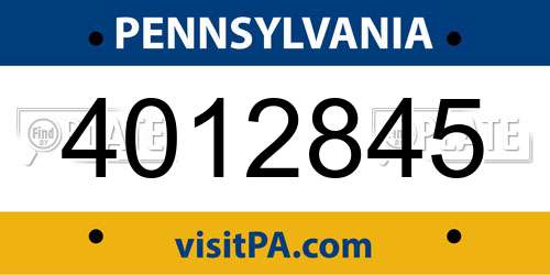4012845 Pennsylvania License Plate