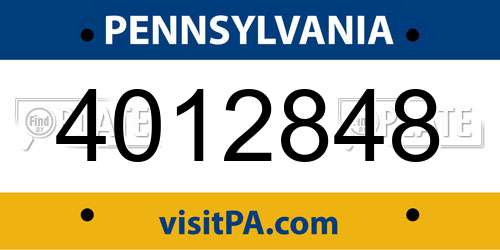 4012848 Pennsylvania License Plate