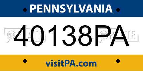 40138PA Pennsylvania License Plate