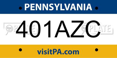 401AZC Pennsylvania License Plate