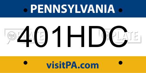 401HDC Pennsylvania License Plate