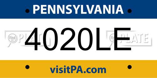 4020LE Pennsylvania License Plate