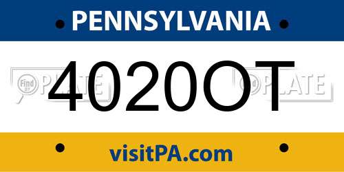 4020OT Pennsylvania License Plate