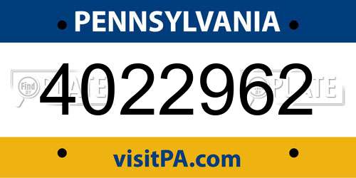 4022962 Pennsylvania License Plate
