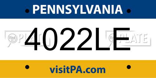 4022LE Pennsylvania License Plate