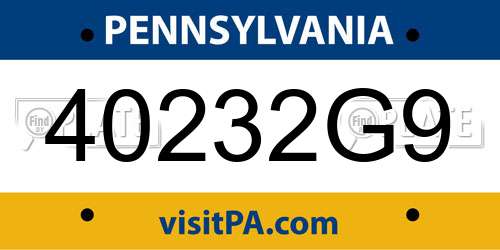 40232G9 Pennsylvania License Plate