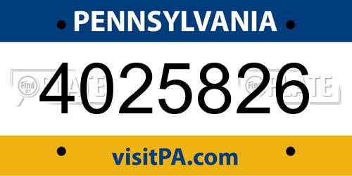 4025826 Pennsylvania License Plate