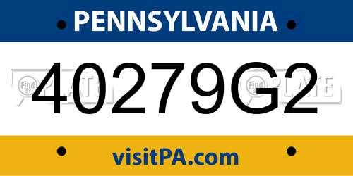 40279G2 Pennsylvania License Plate