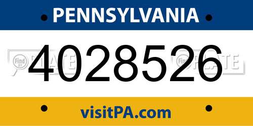 4028526 Pennsylvania License Plate