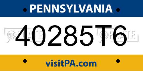 40285T6 Pennsylvania License Plate